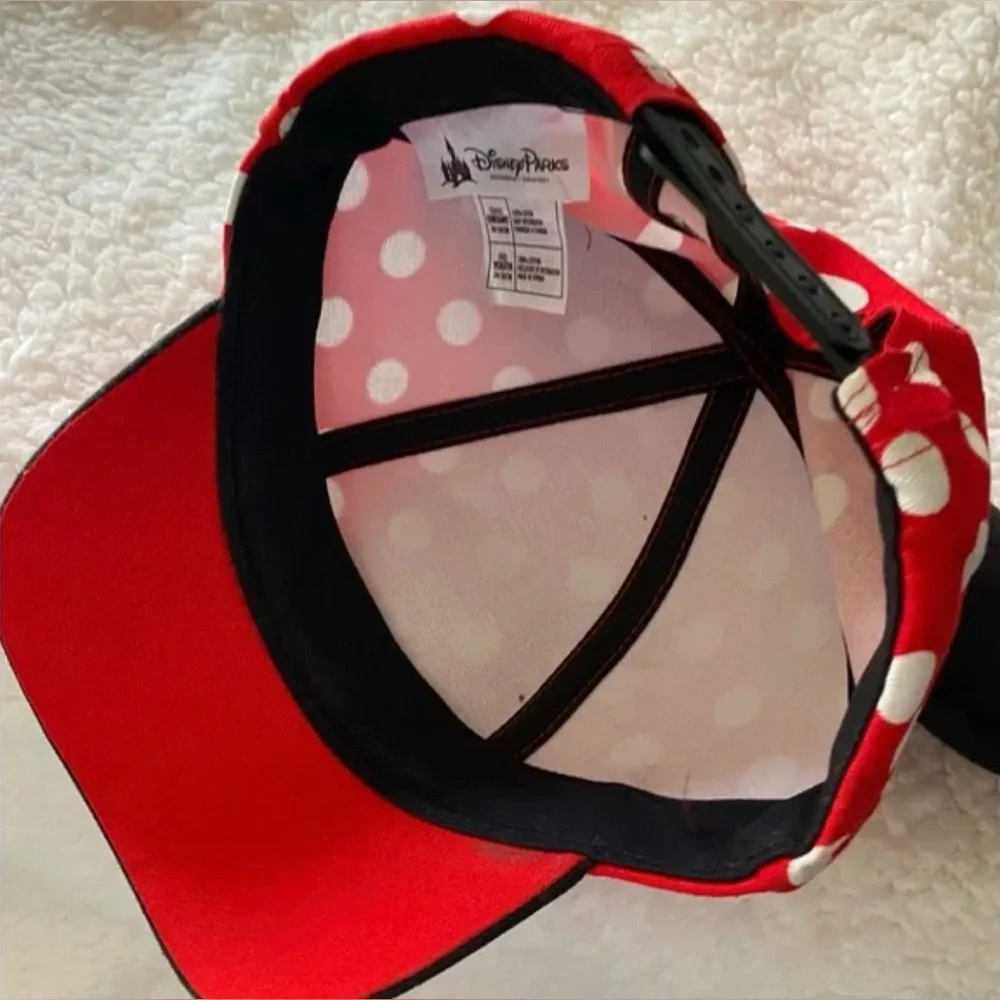 Disney Parks Minnie Mouse Ears Red & White Polka Dot Adjustable Girls Cap 🌹HP🌹